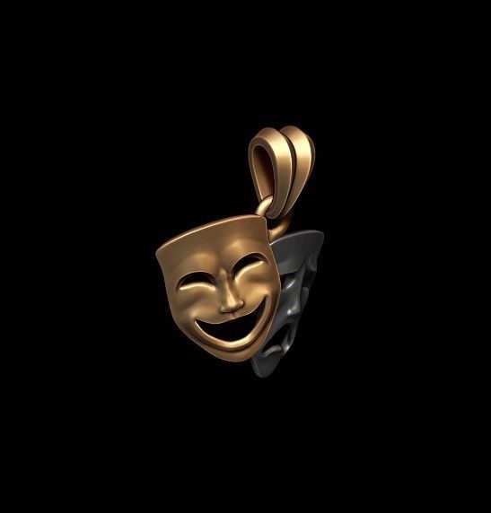 Comedy and Tragedy masks pendant 3D print model_1