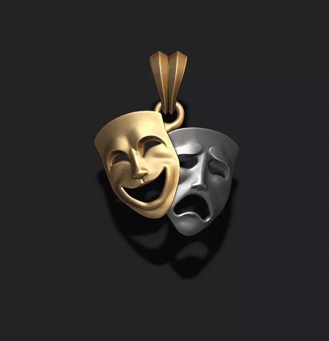 Comedy and Tragedy masks pendant 3D print model_0