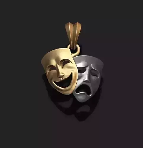Comedy and Tragedy masks pendant 3D print model