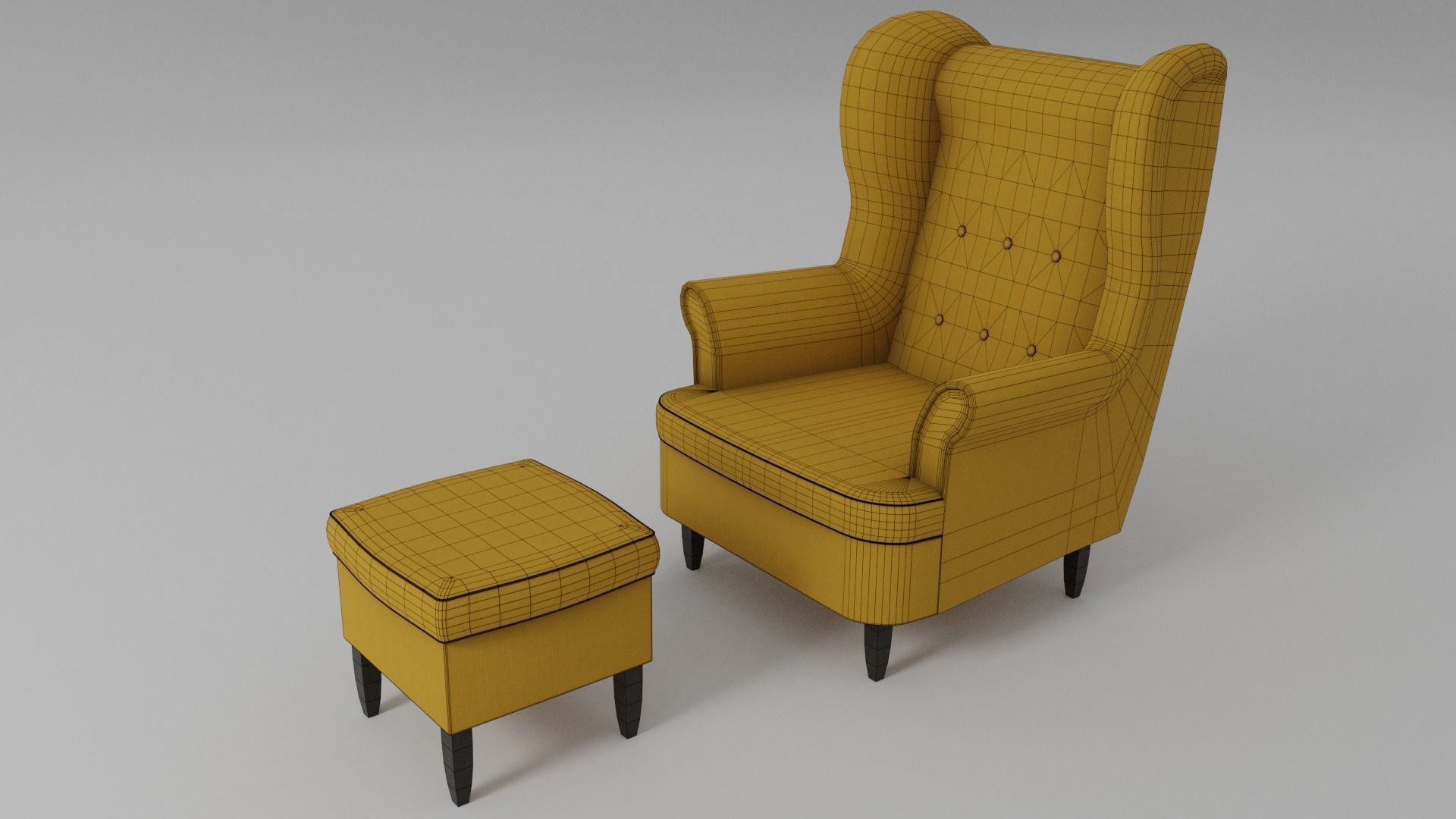 Fabric sofa chair with 13 color variations Low-poly 3D model_10
