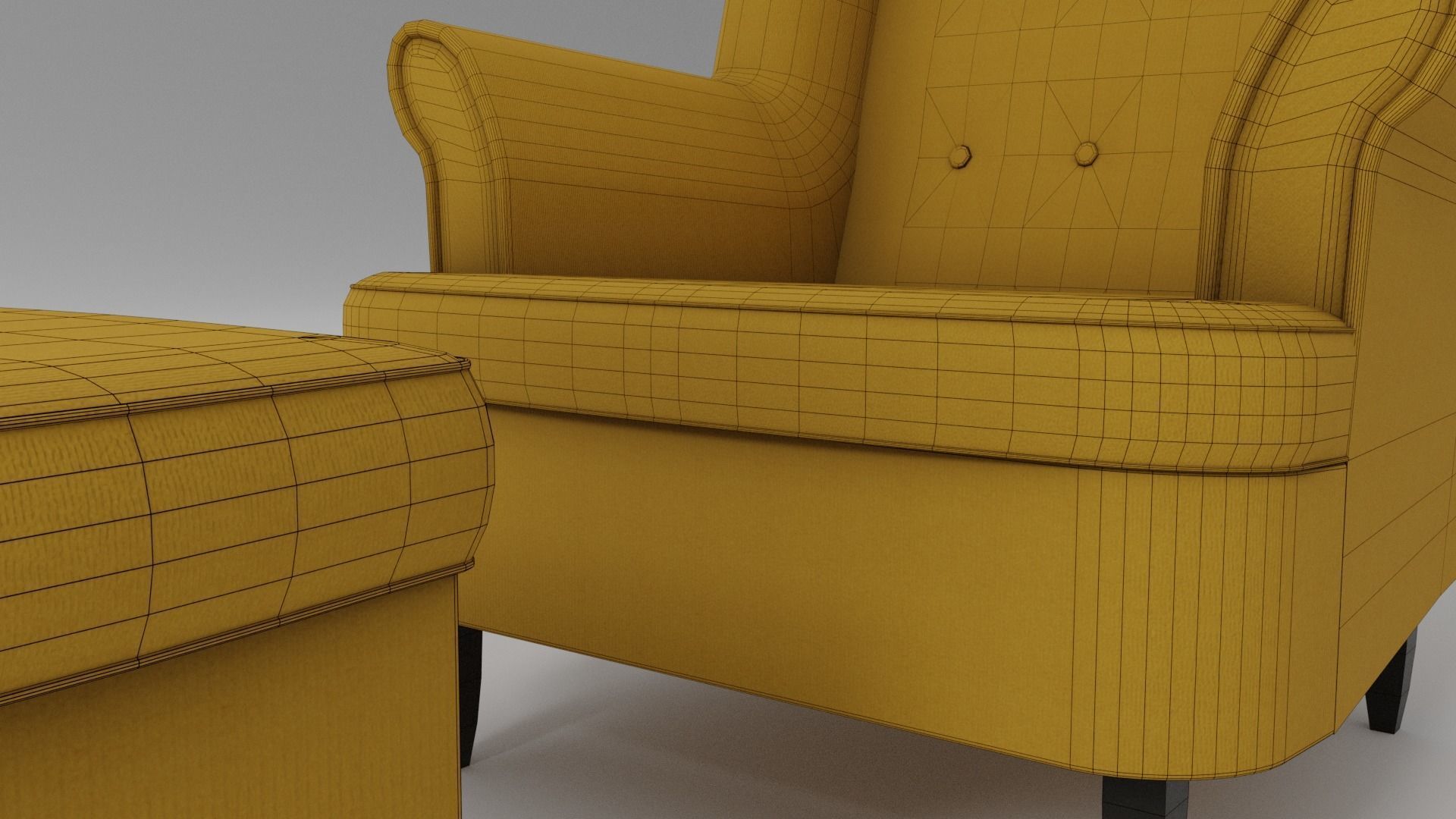 Fabric sofa chair with 13 color variations Low-poly 3D model_11