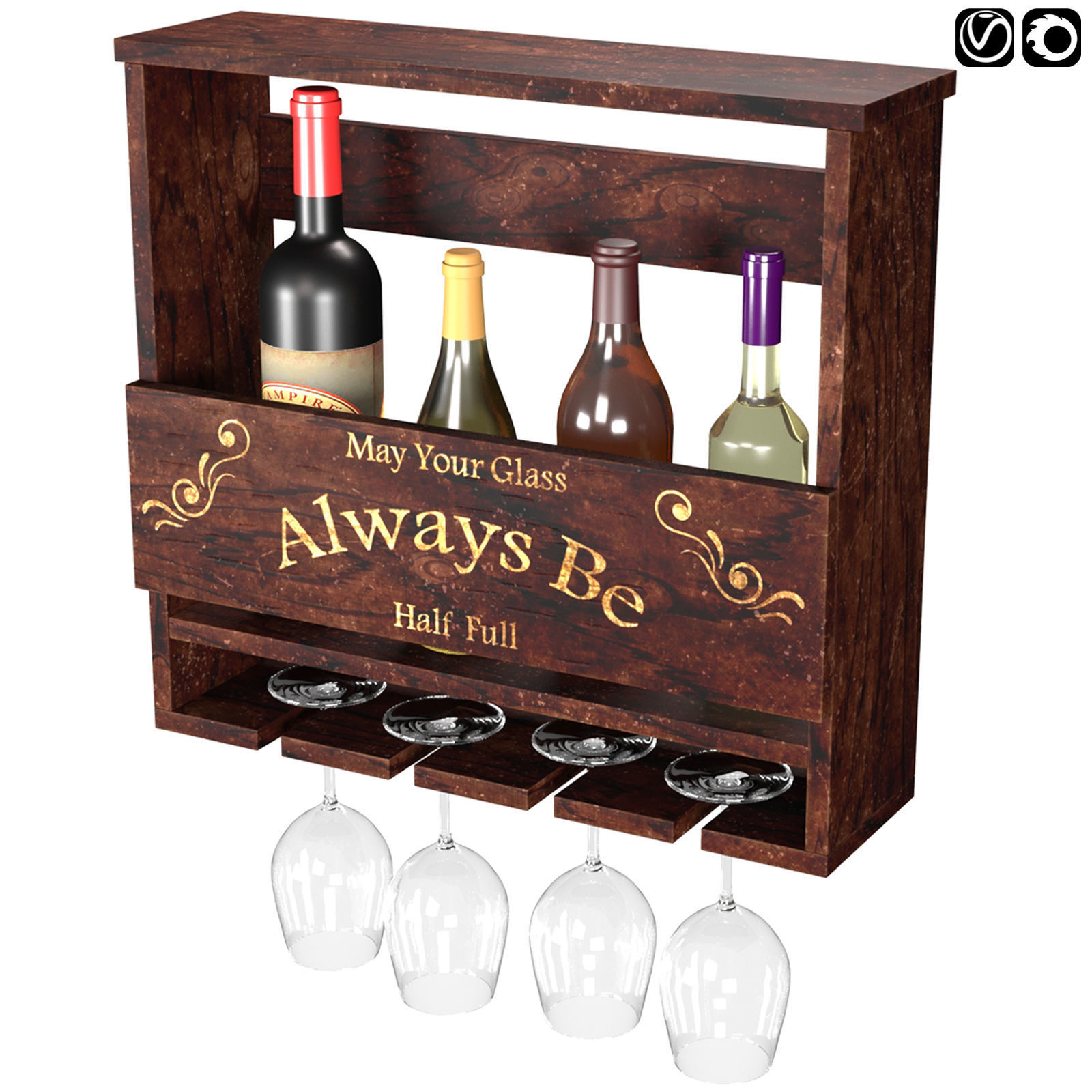 Wine Bottle-Set-02 Free 3D model_1
