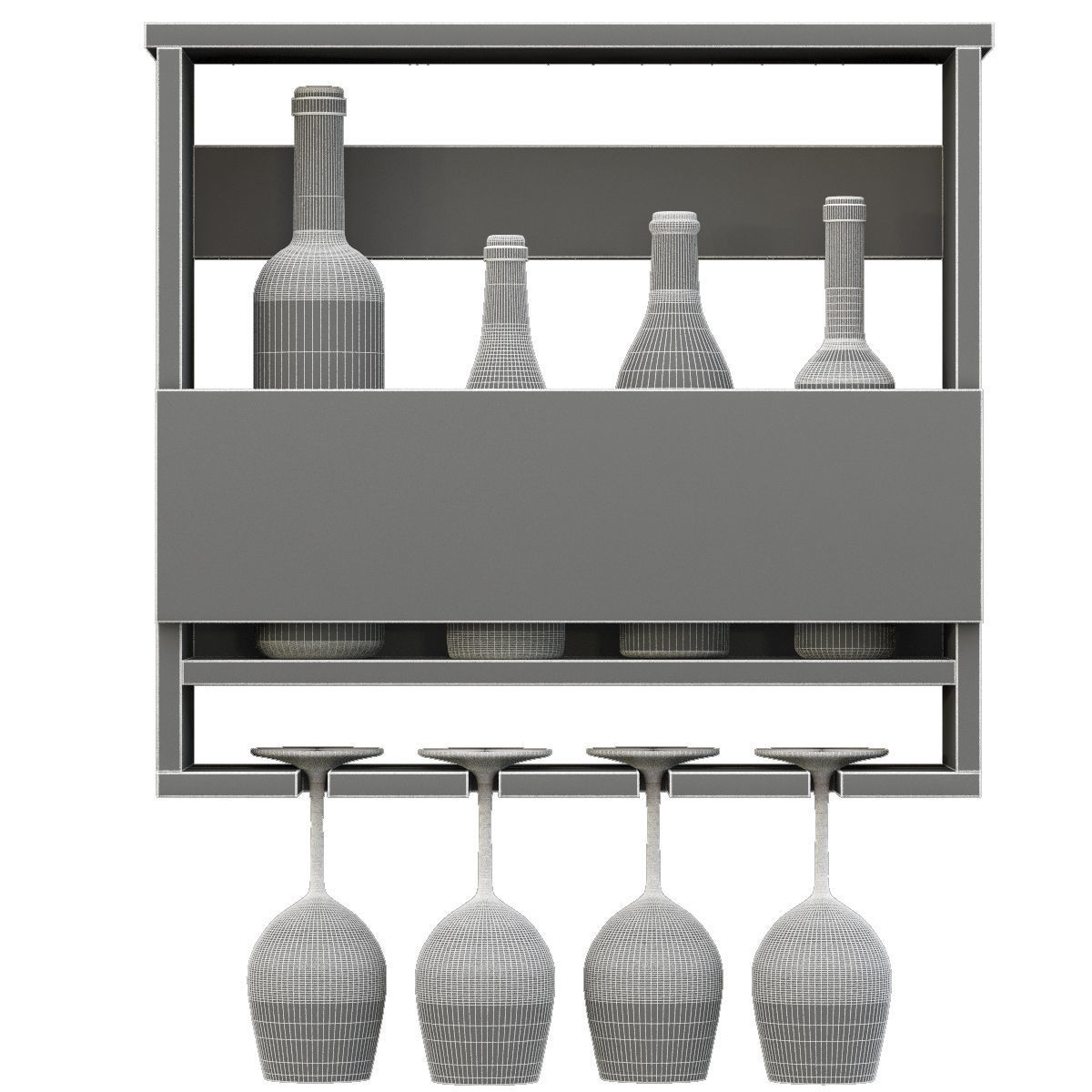 Wine Bottle-Set-02 Free 3D model_7