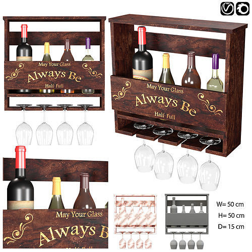 Wine Bottle-Set-02 Free 3D model