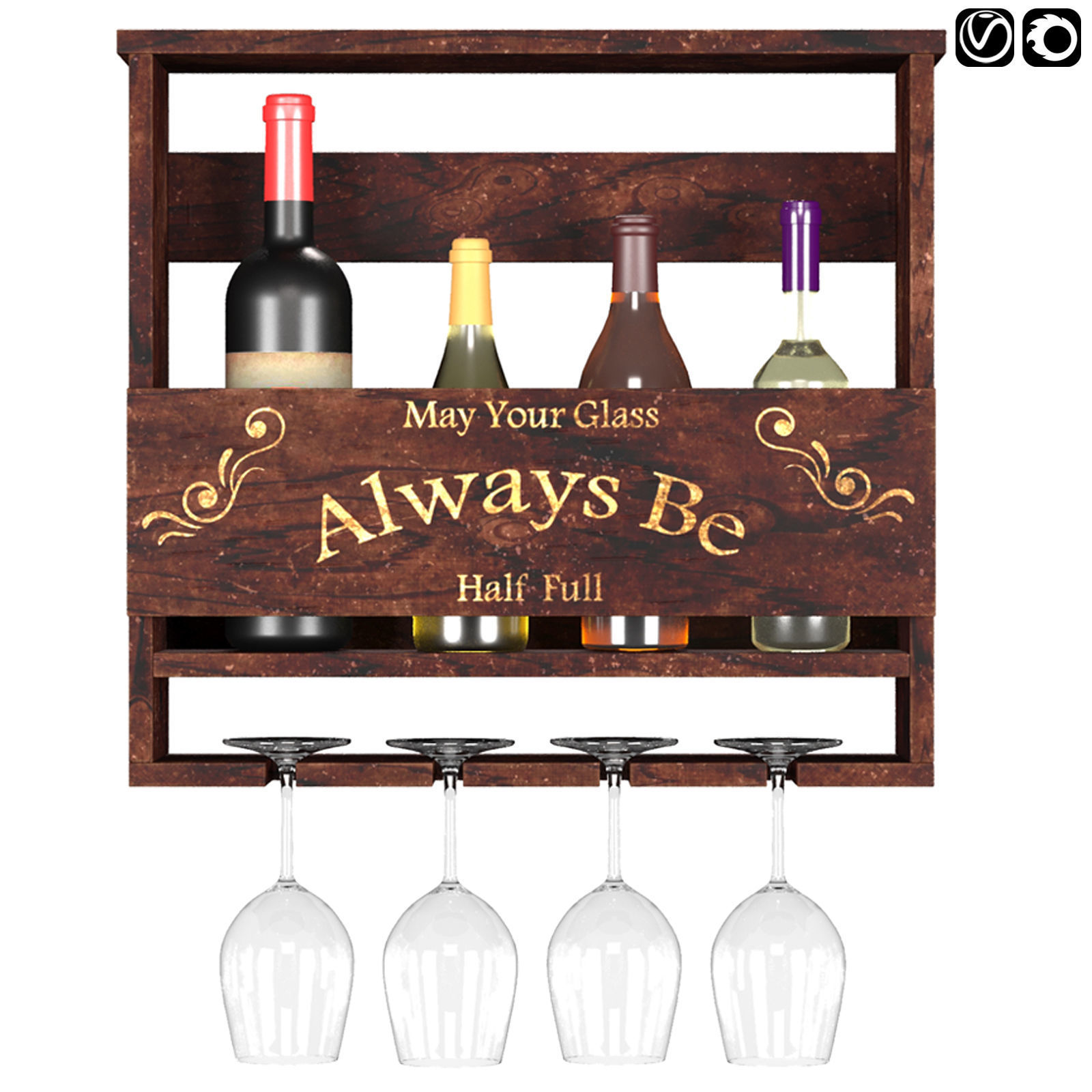 Wine Bottle-Set-02 Free 3D model_2
