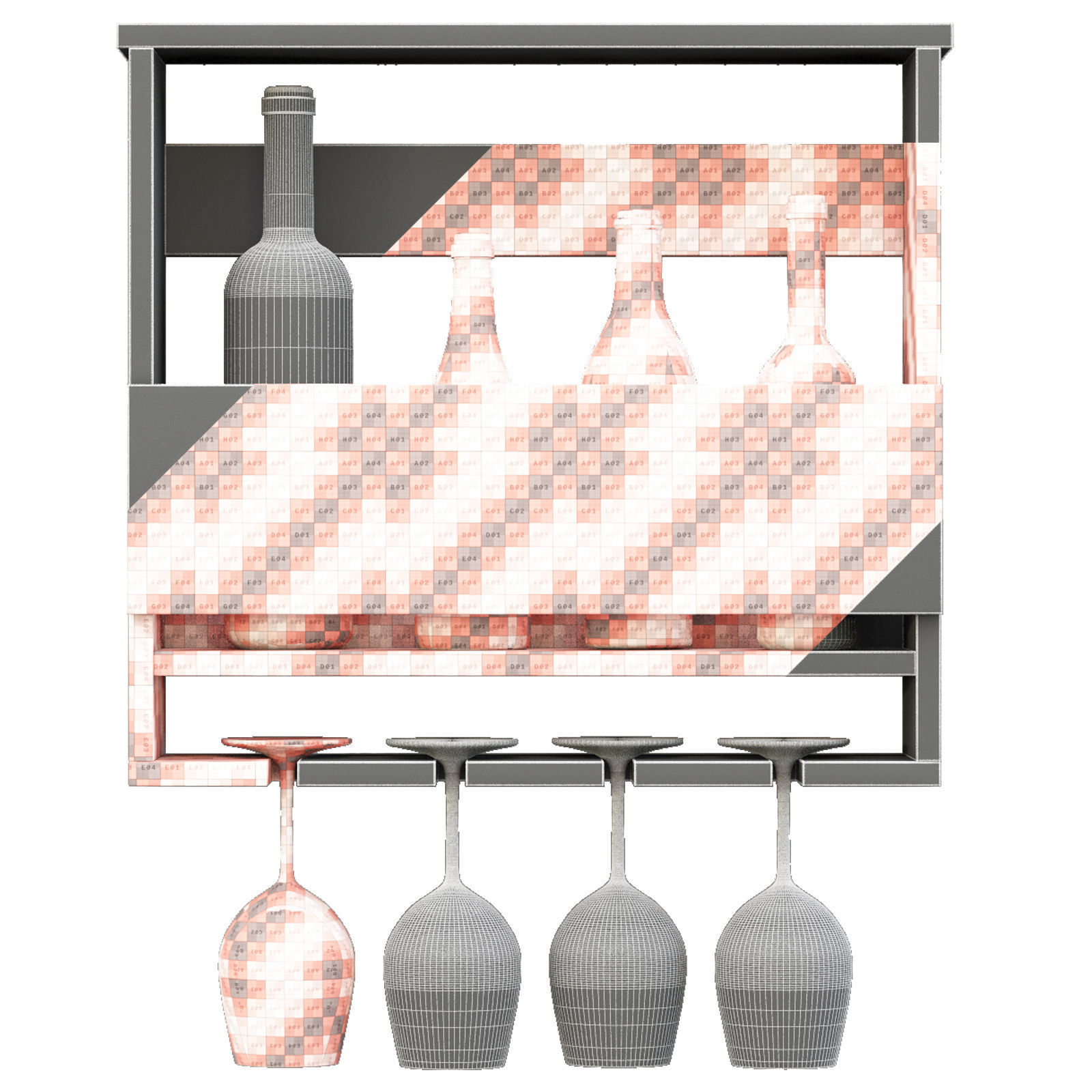 Wine Bottle-Set-02 Free 3D model_4
