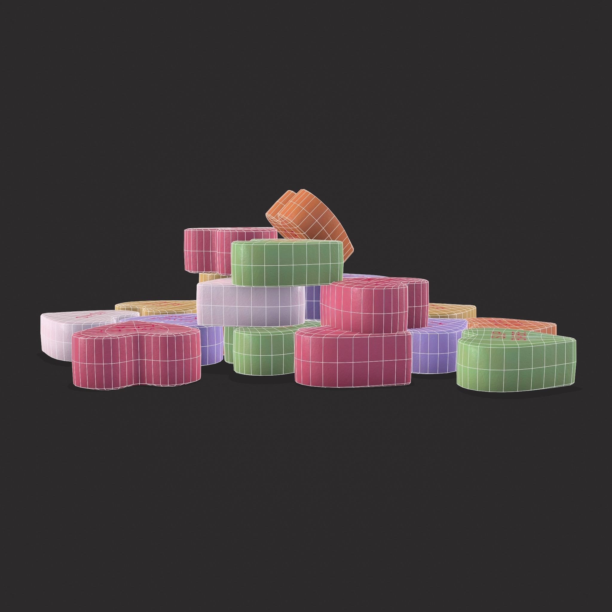 Valentines Be Mine Hearts Low-poly 3D model_8