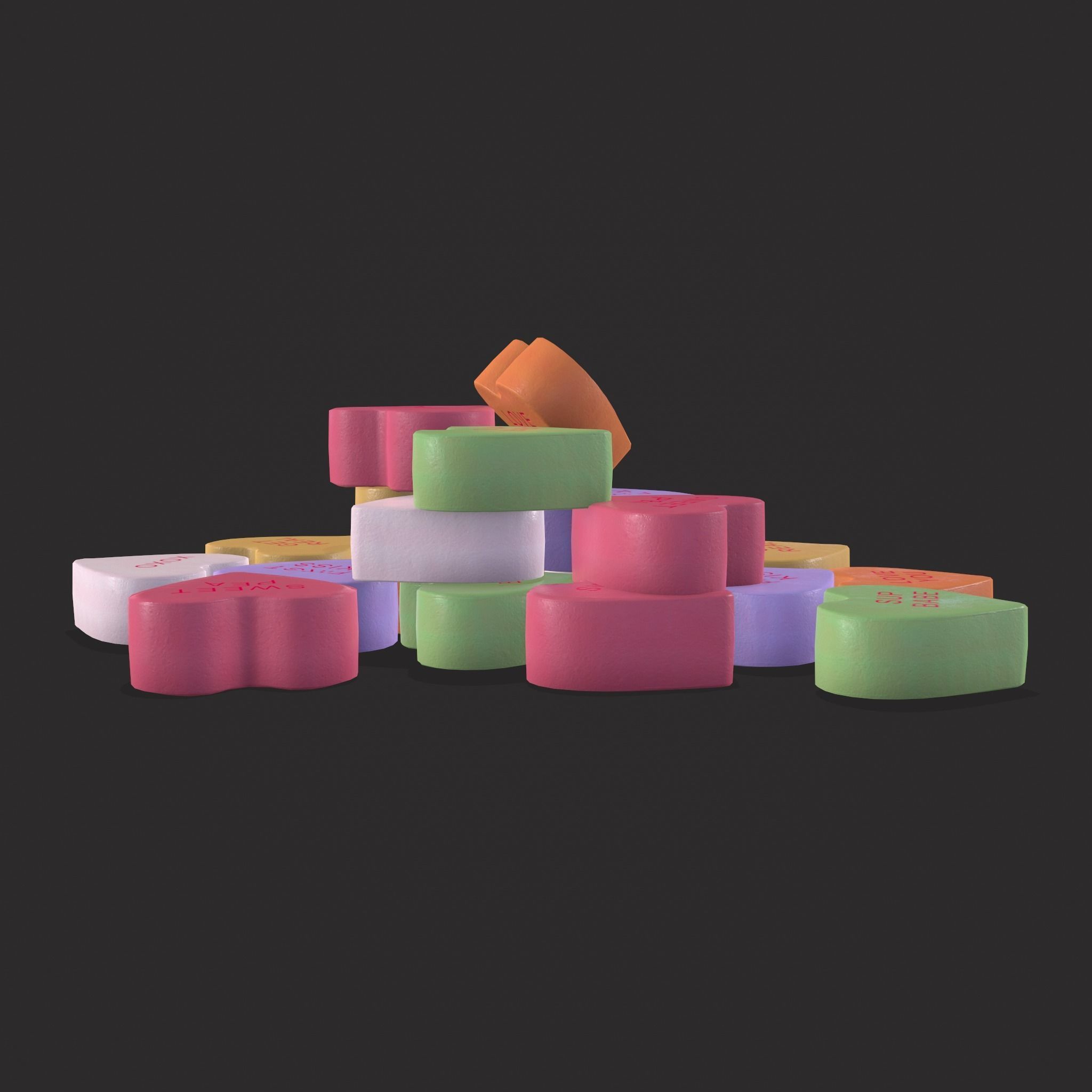 Valentines Be Mine Hearts Low-poly 3D model_7