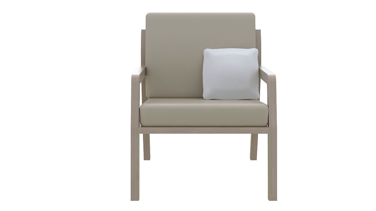 Fabric padded armchair wooden legs 3D model_1