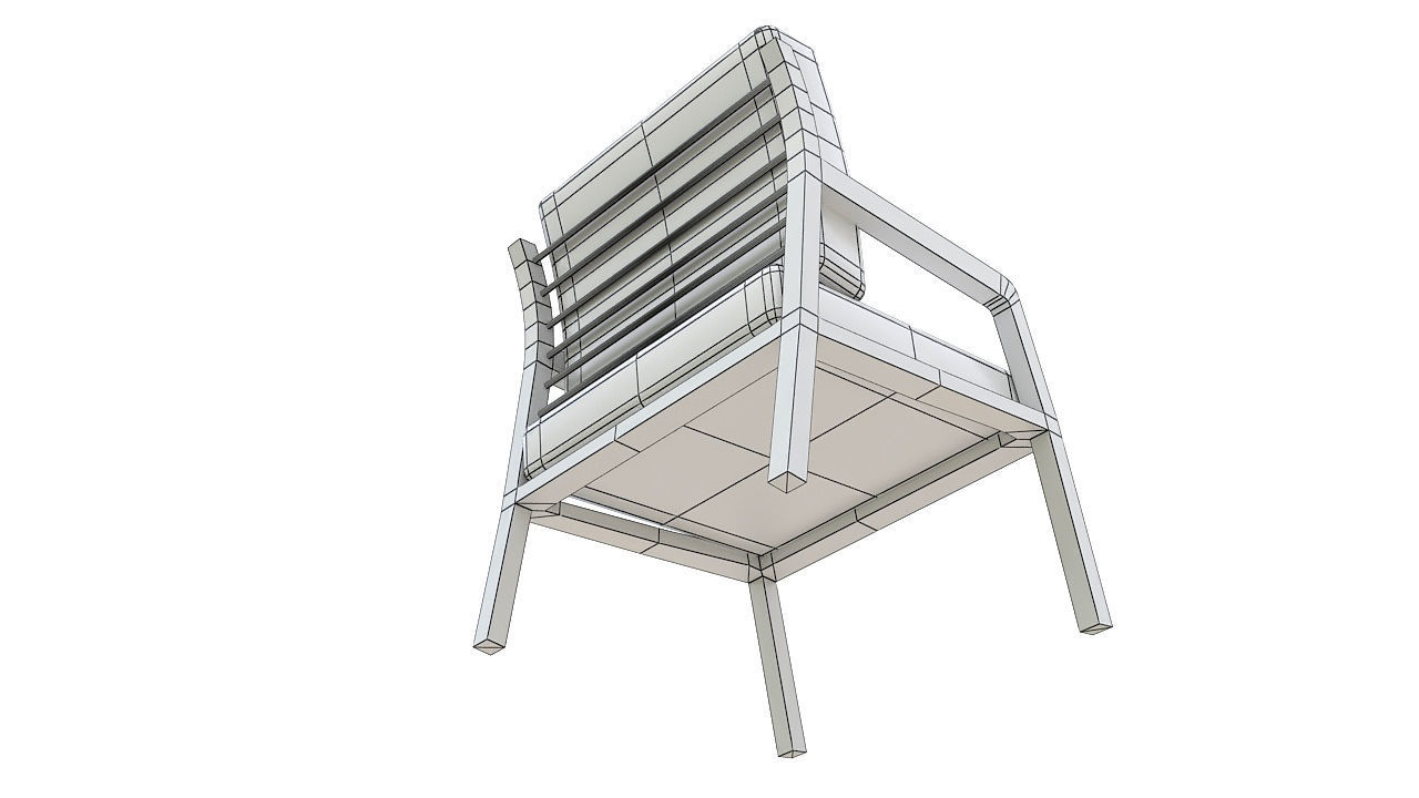 Fabric padded armchair wooden legs 3D model_9