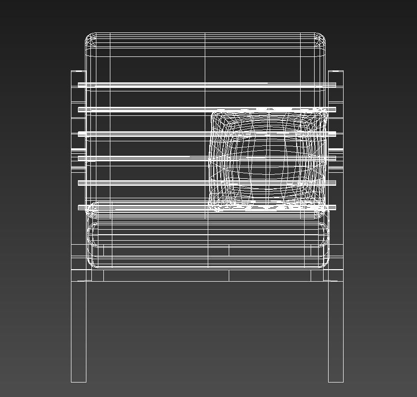 Fabric padded armchair wooden legs 3D model_14