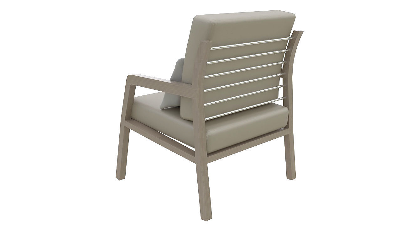 Fabric padded armchair wooden legs 3D model_6