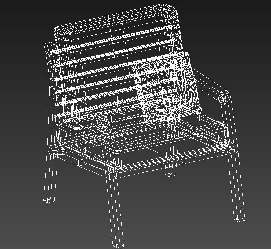 Fabric padded armchair wooden legs 3D model_13