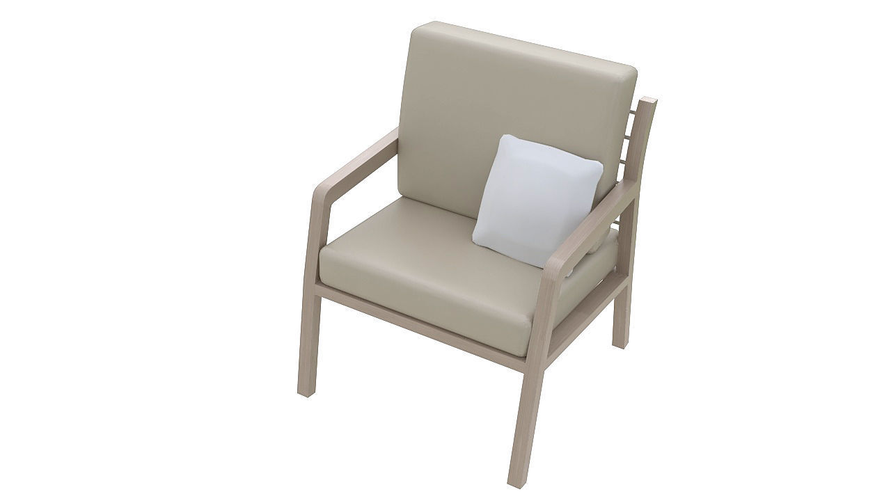 Fabric padded armchair wooden legs 3D model_2