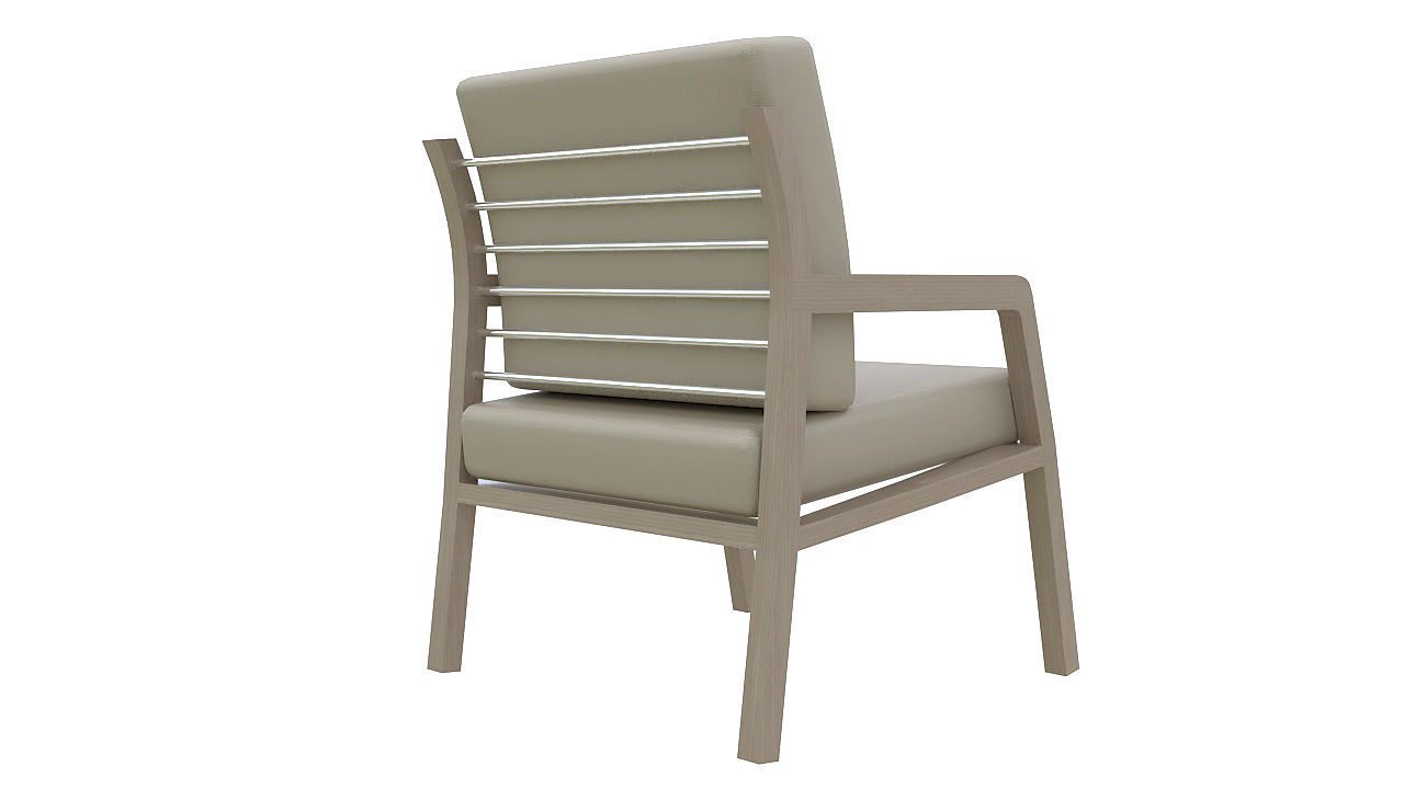 Fabric padded armchair wooden legs 3D model_5