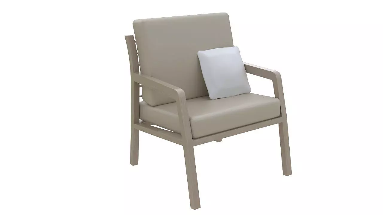 Fabric padded armchair wooden legs 3D model_0