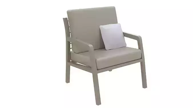 Fabric padded armchair wooden legs 3D model