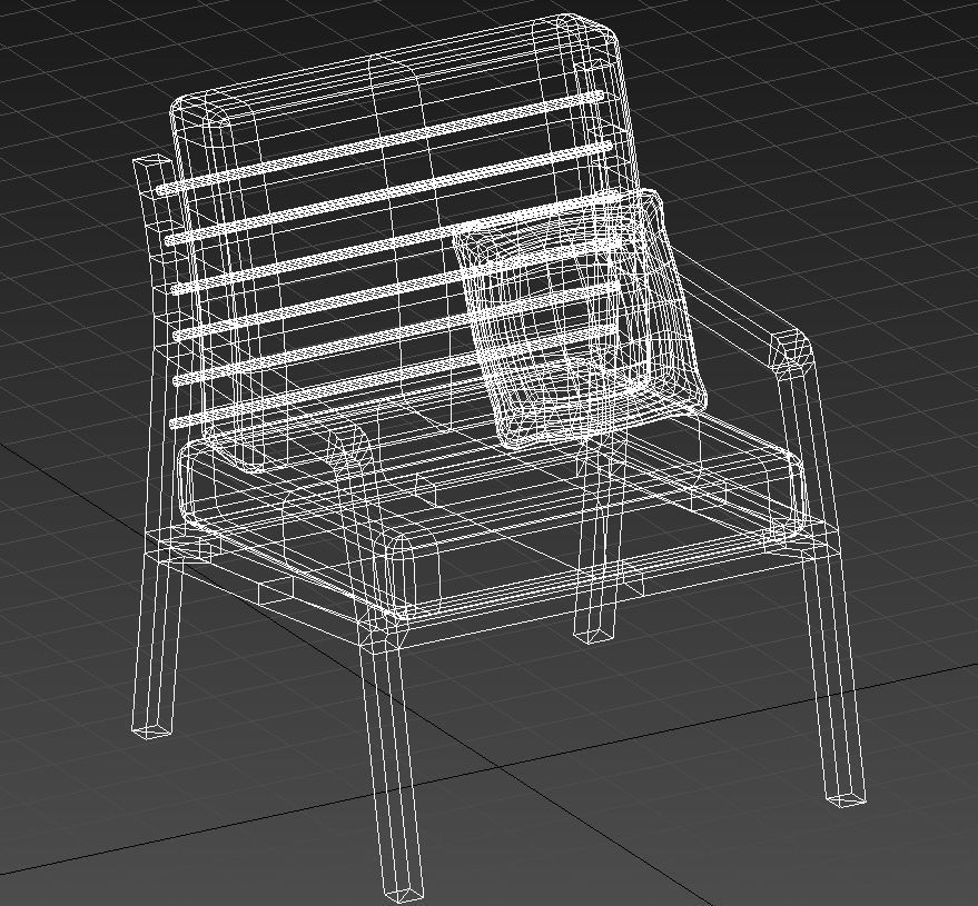 Fabric padded armchair wooden legs 3D model_12