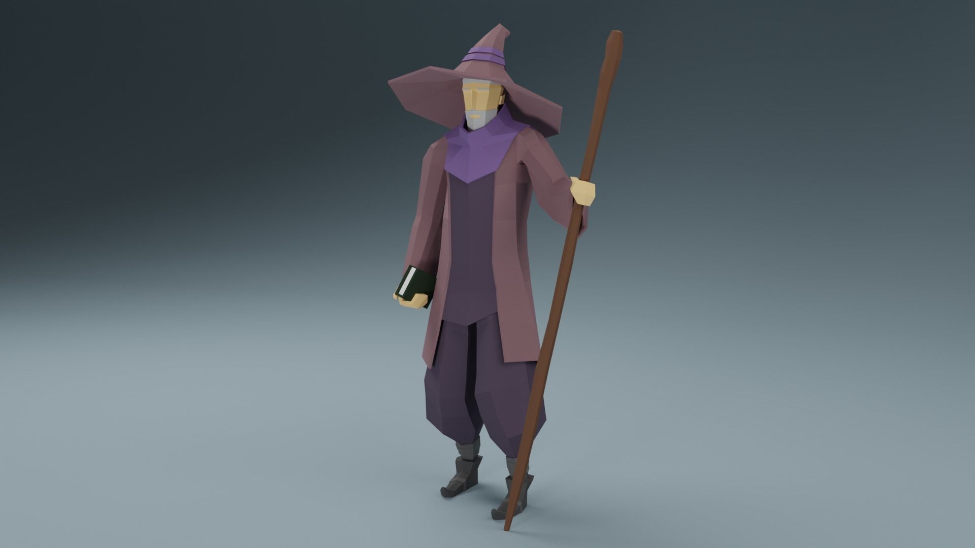 Low Poly Mage Rigged Free Free low-poly 3D model_2