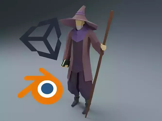 Low Poly Mage Rigged Free Free low-poly 3D model