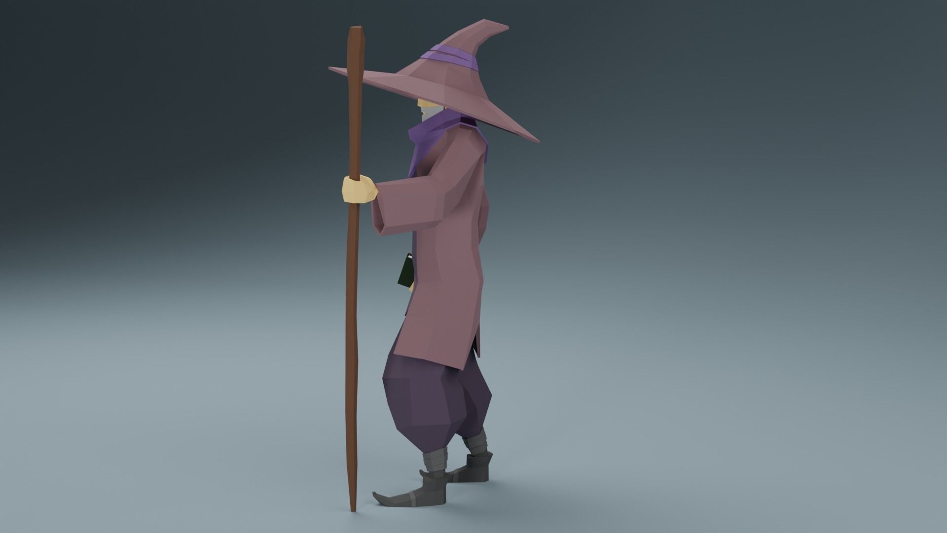 Low Poly Mage Rigged Free Free low-poly 3D model_4