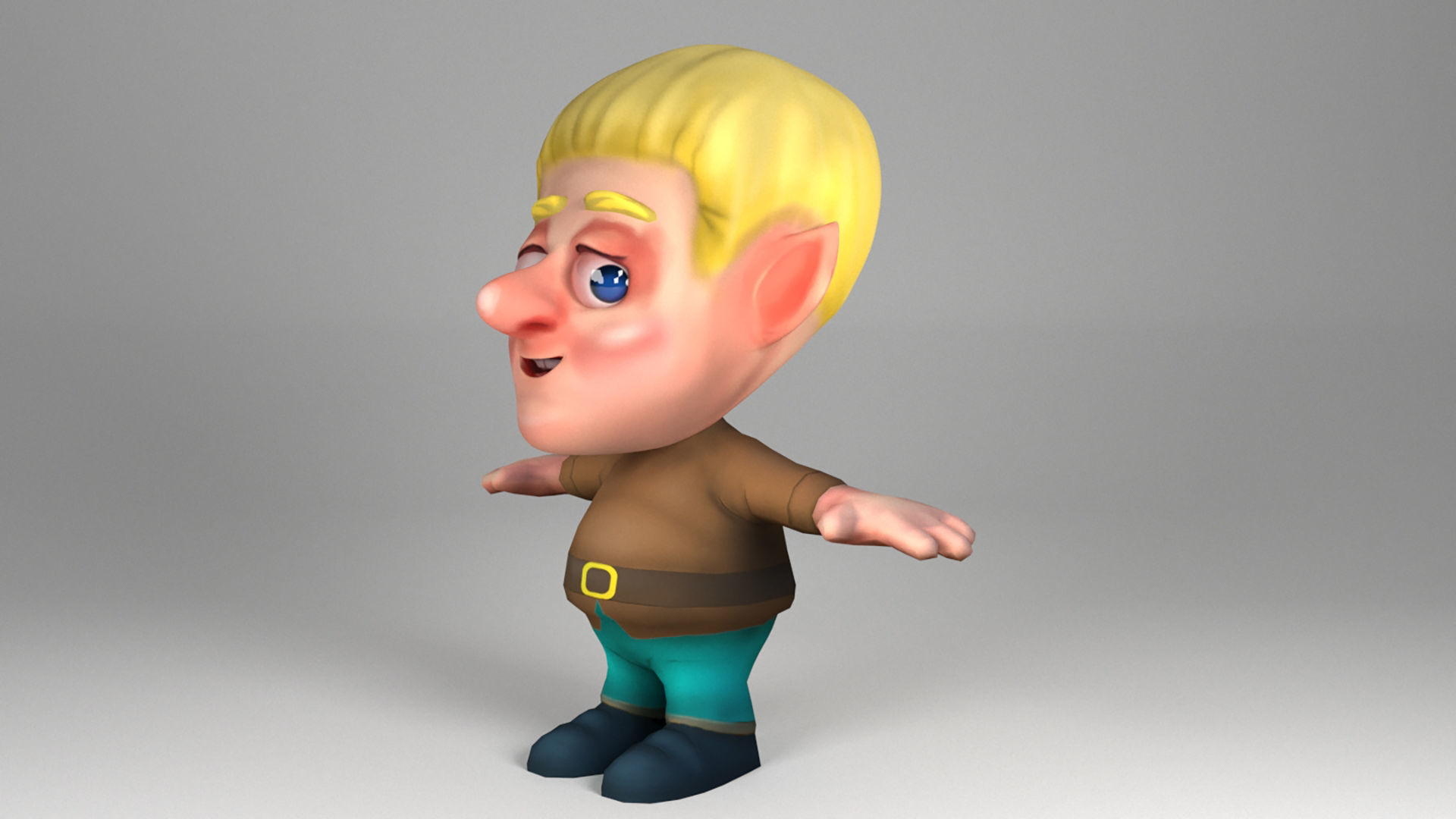 Cute Dwarf Low-poly 3D model_3