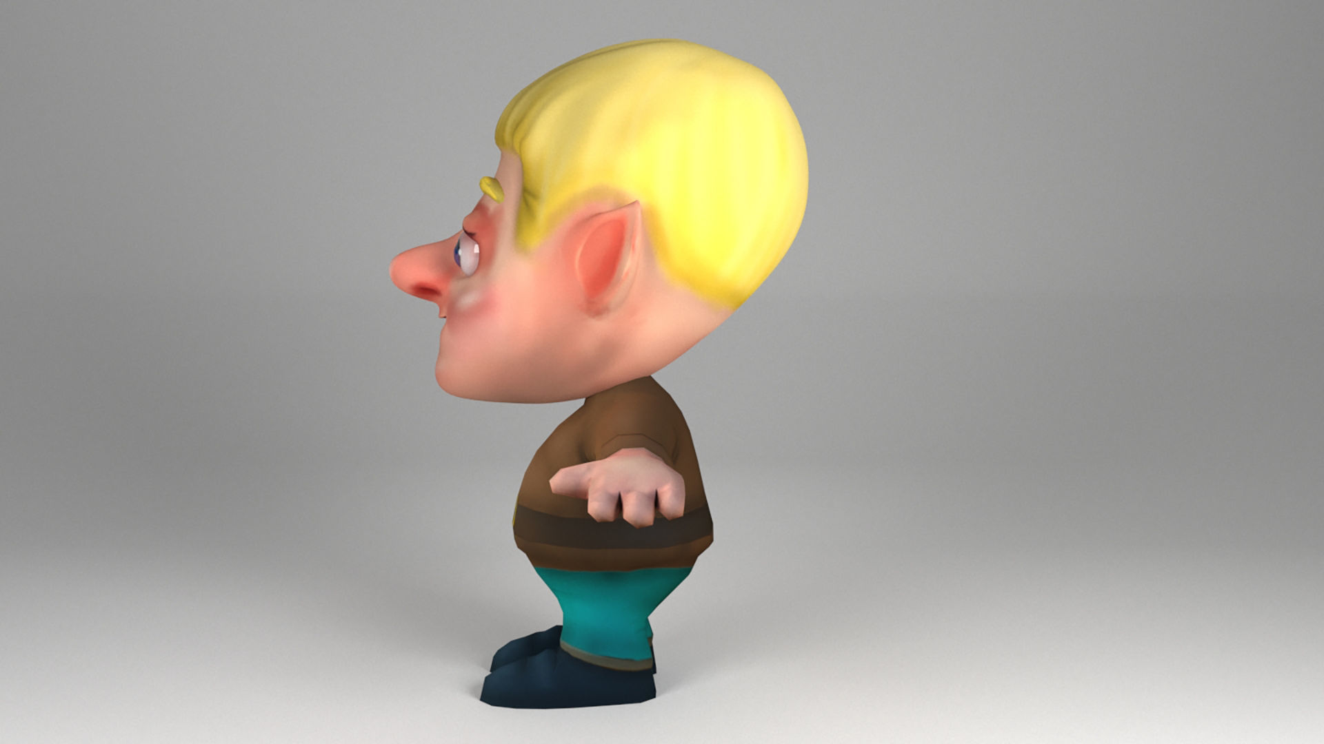 Cute Dwarf Low-poly 3D model_7