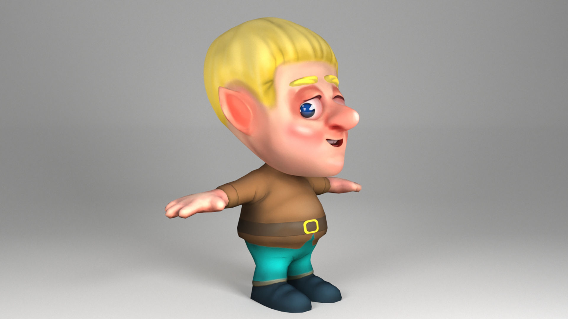 Cute Dwarf Low-poly 3D model_4