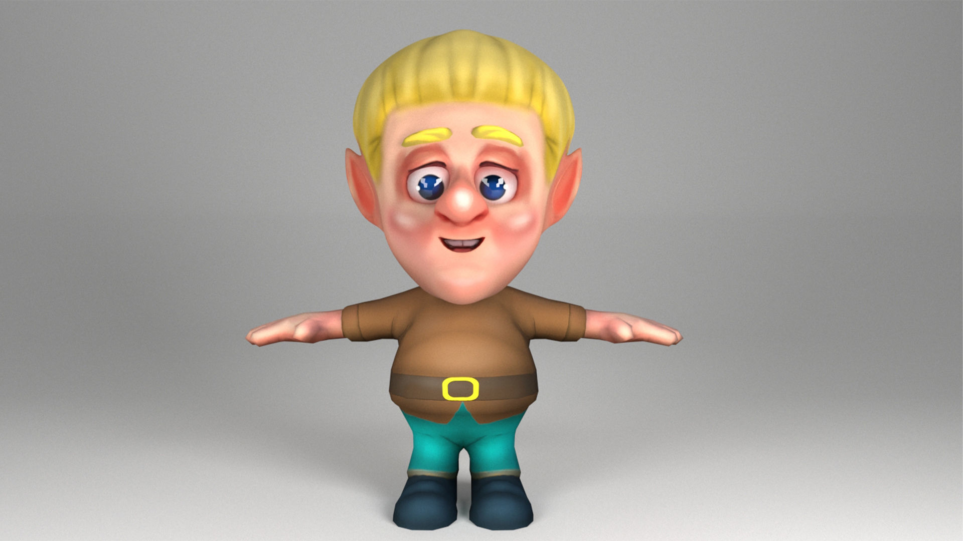 Cute Dwarf Low-poly 3D model_2
