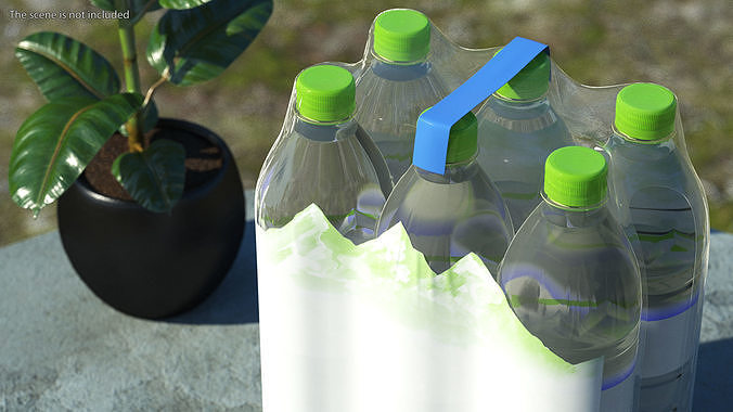 Mineral Water 6 Bottle Pack 3D model 5