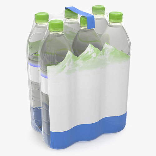 Mineral Water 6 Bottle Pack 3D model 2