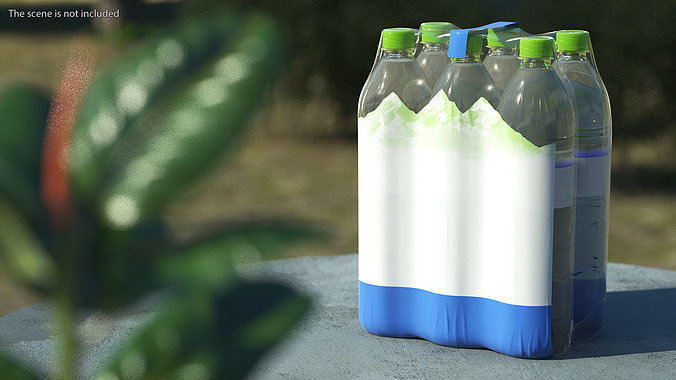 Mineral Water 6 Bottle Pack 3D model 4