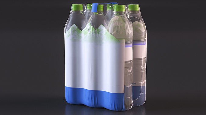 Mineral Water 6 Bottle Pack 3D model