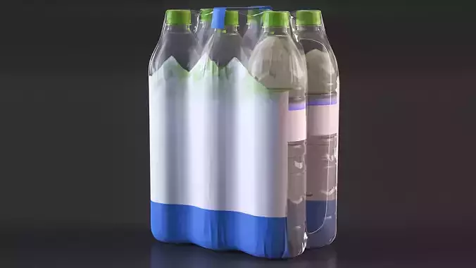 Mineral Water 6 Bottle Pack 3D model