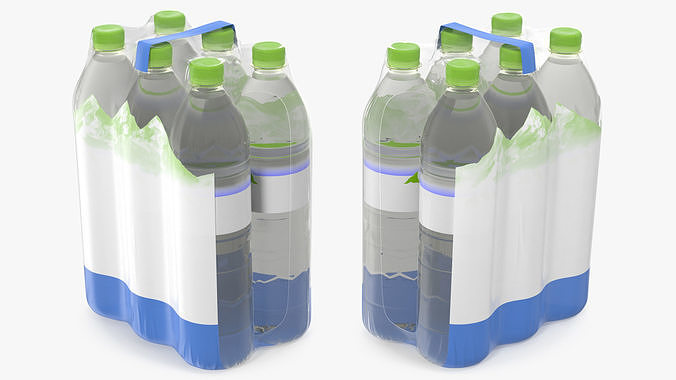 Mineral Water 6 Bottle Pack 3D model 3