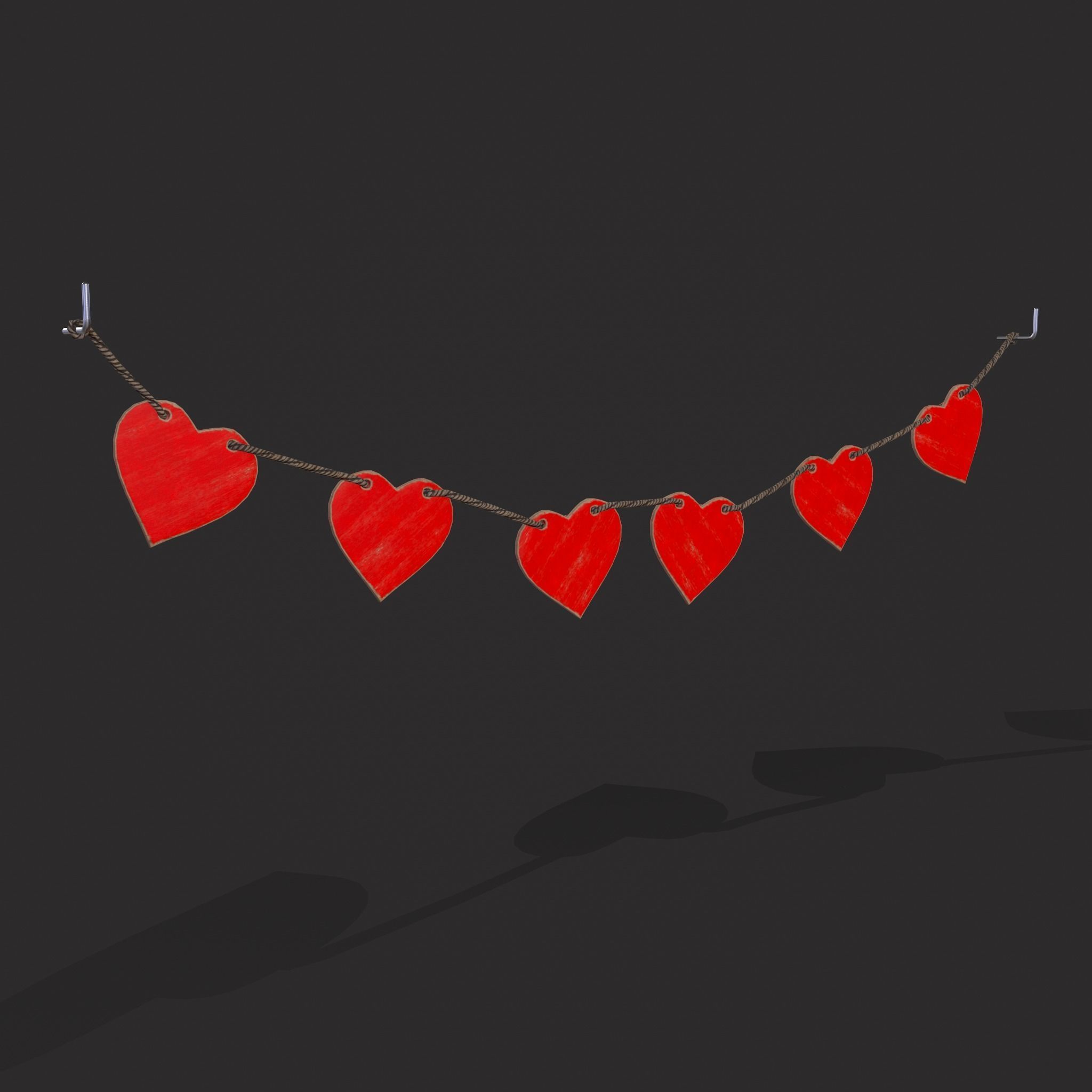 Valentines Heart Banner Wall Stand Low-poly 3D model_17