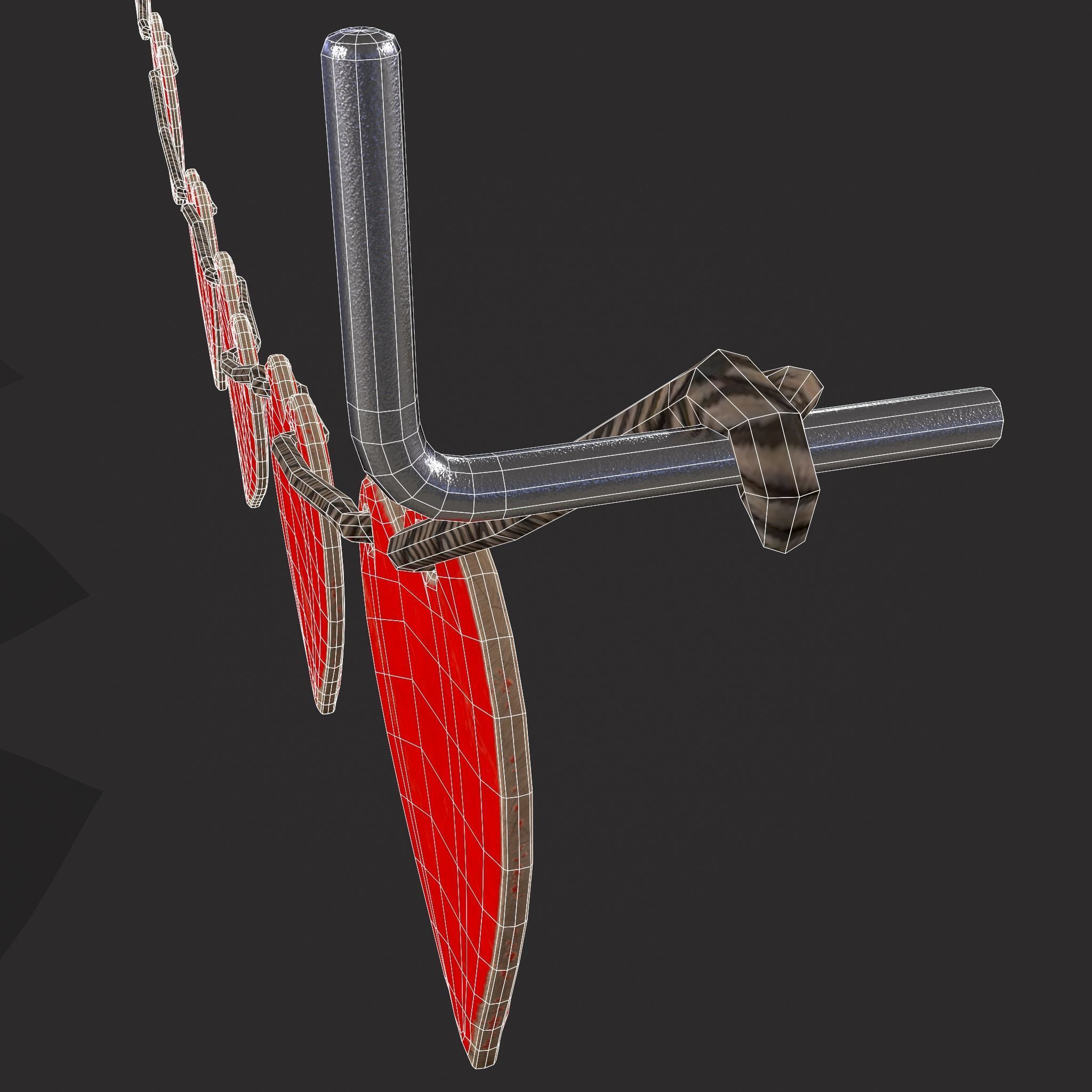 Valentines Heart Banner Wall Stand Low-poly 3D model_10