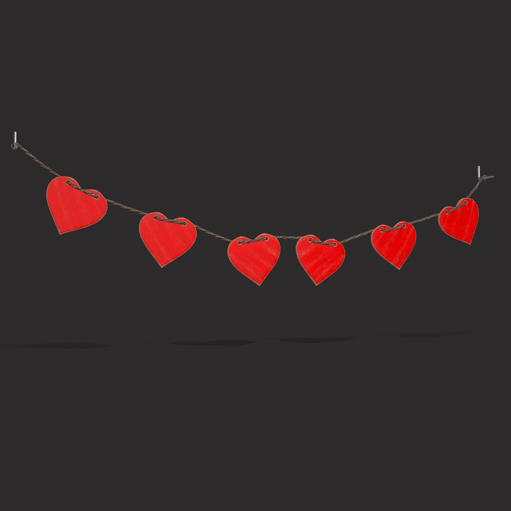 Valentines Heart Banner Wall Stand Low-poly 3D model_19