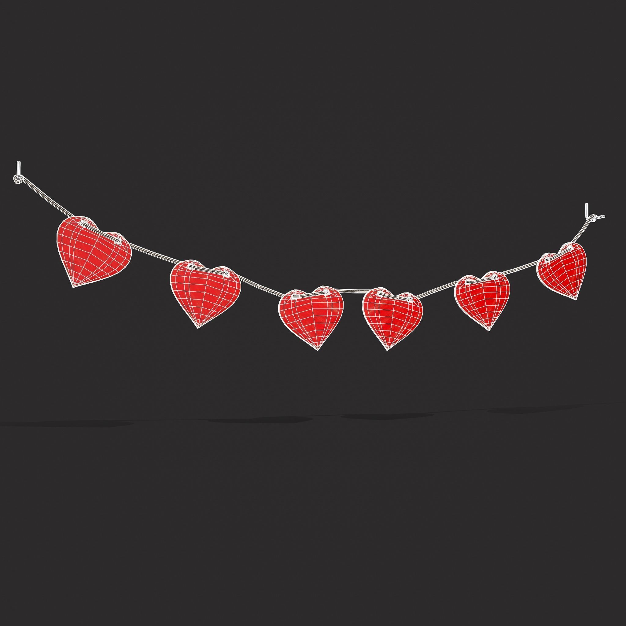 Valentines Heart Banner Wall Stand Low-poly 3D model_20