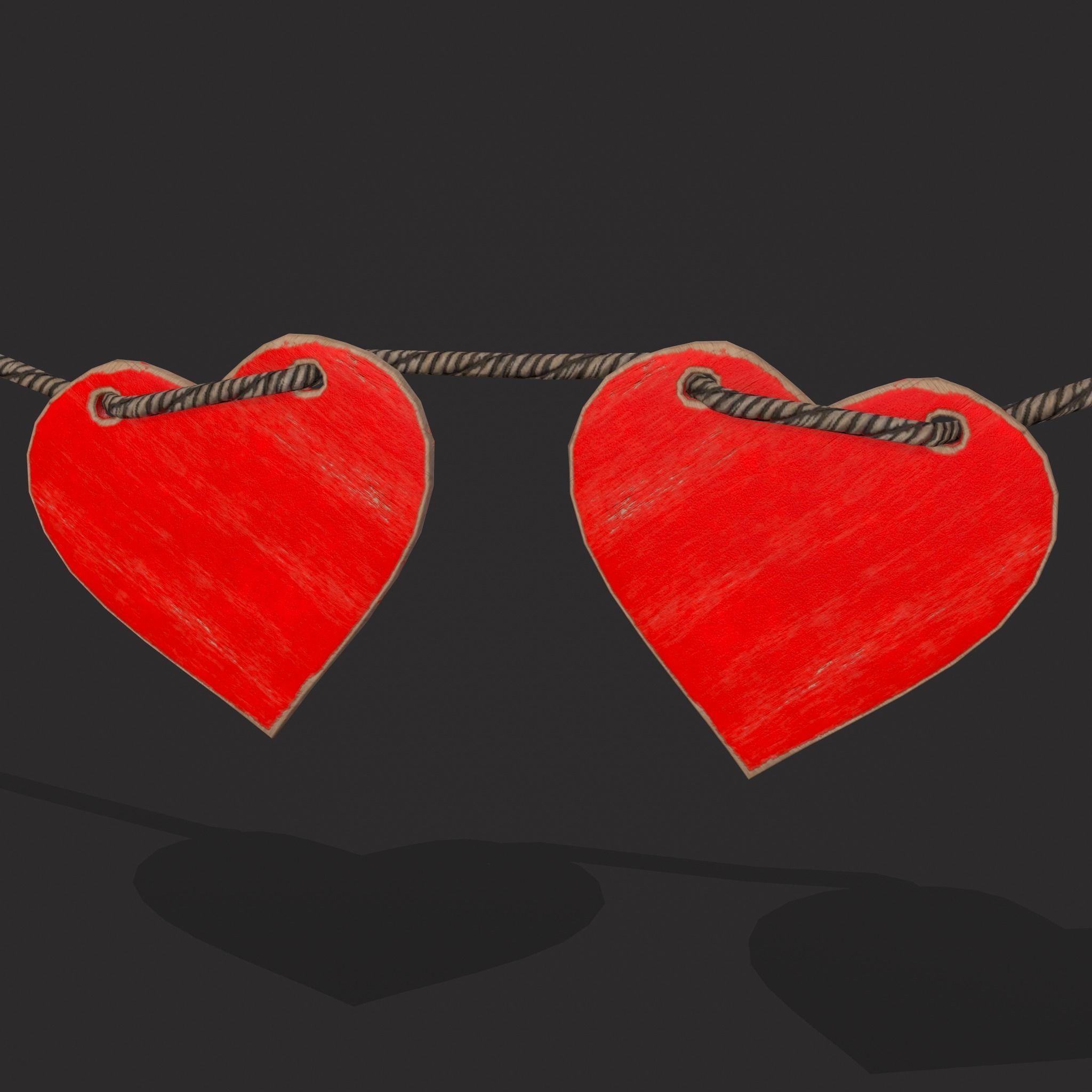 Valentines Heart Banner Wall Stand Low-poly 3D model_7