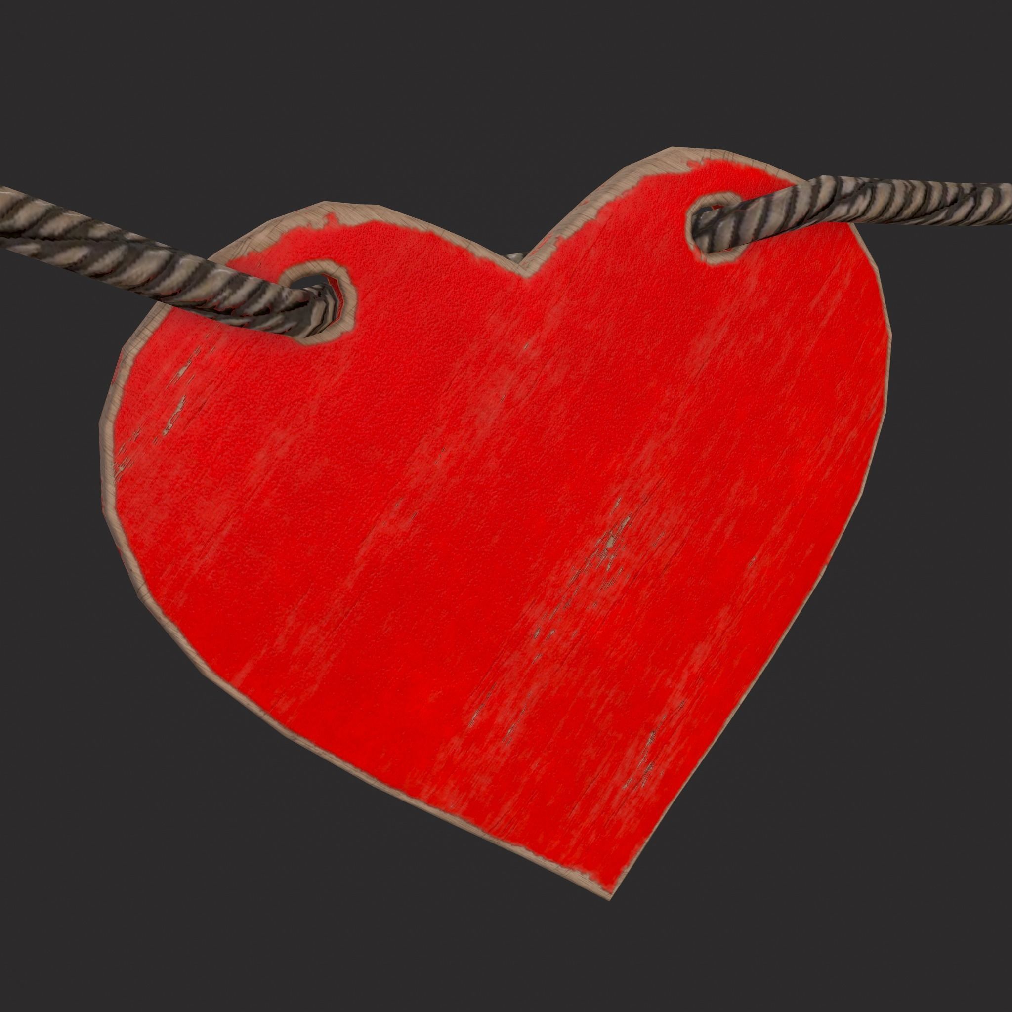 Valentines Heart Banner Wall Stand Low-poly 3D model_15