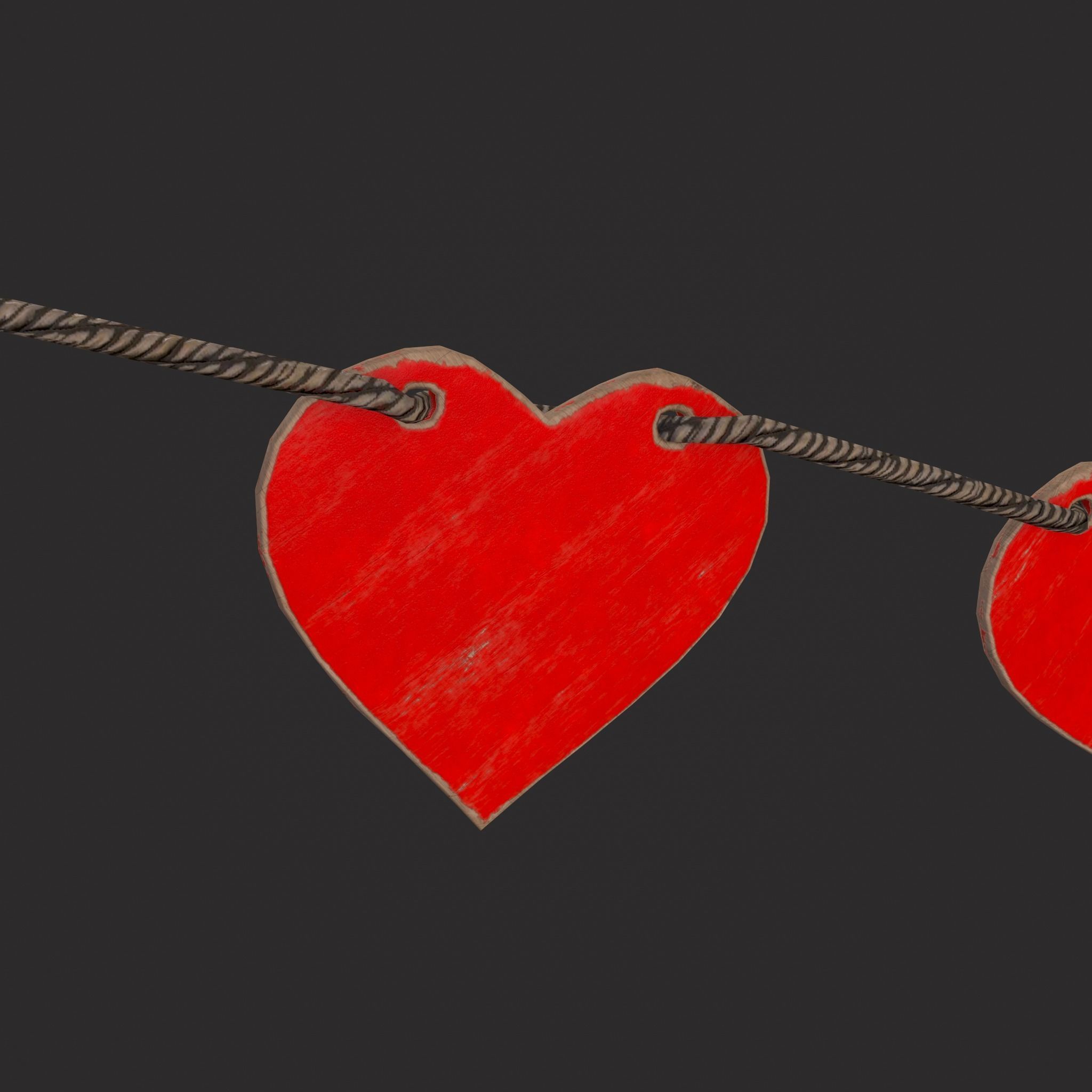 Valentines Heart Banner Wall Stand Low-poly 3D model_5