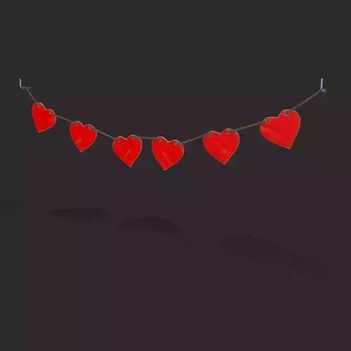 Valentines Heart Banner Wall Stand Low-poly 3D model