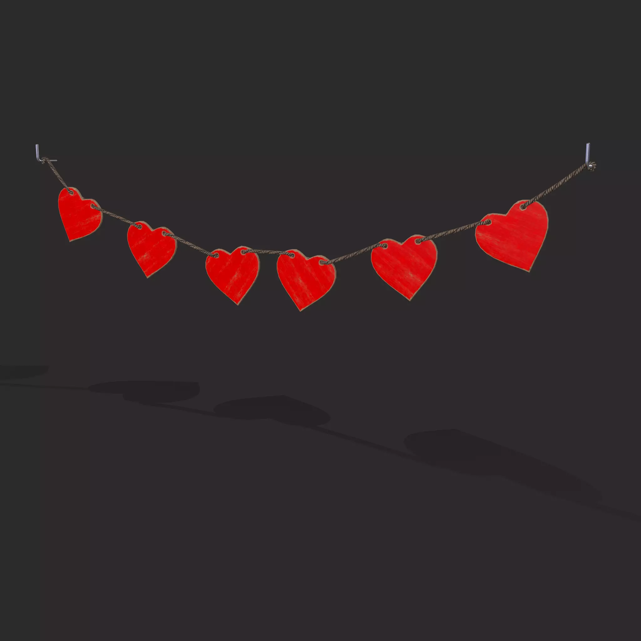 Valentines Heart Banner Wall Stand Low-poly 3D model_0