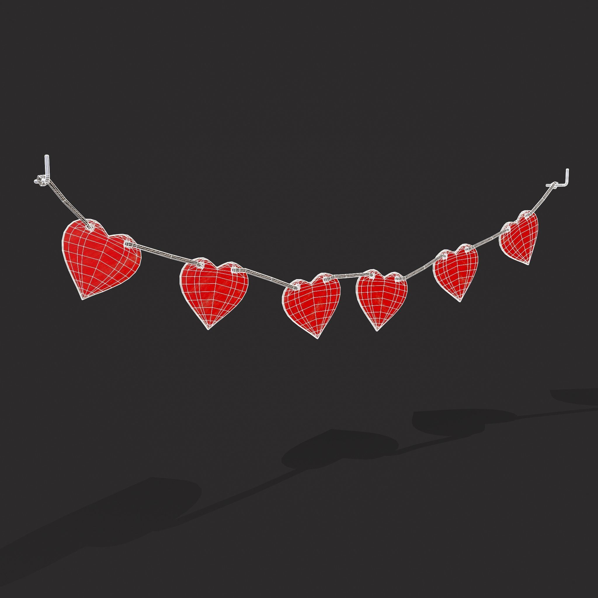 Valentines Heart Banner Wall Stand Low-poly 3D model_18