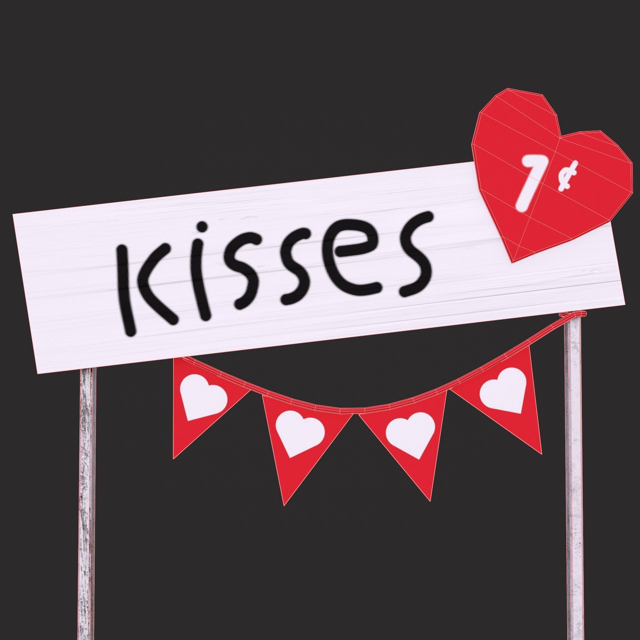Kissing Booth Low-poly 3D model_4