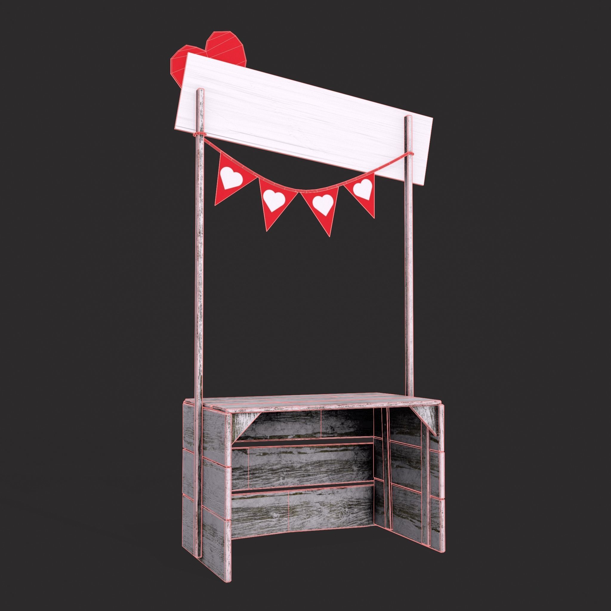 Kissing Booth Low-poly 3D model_8