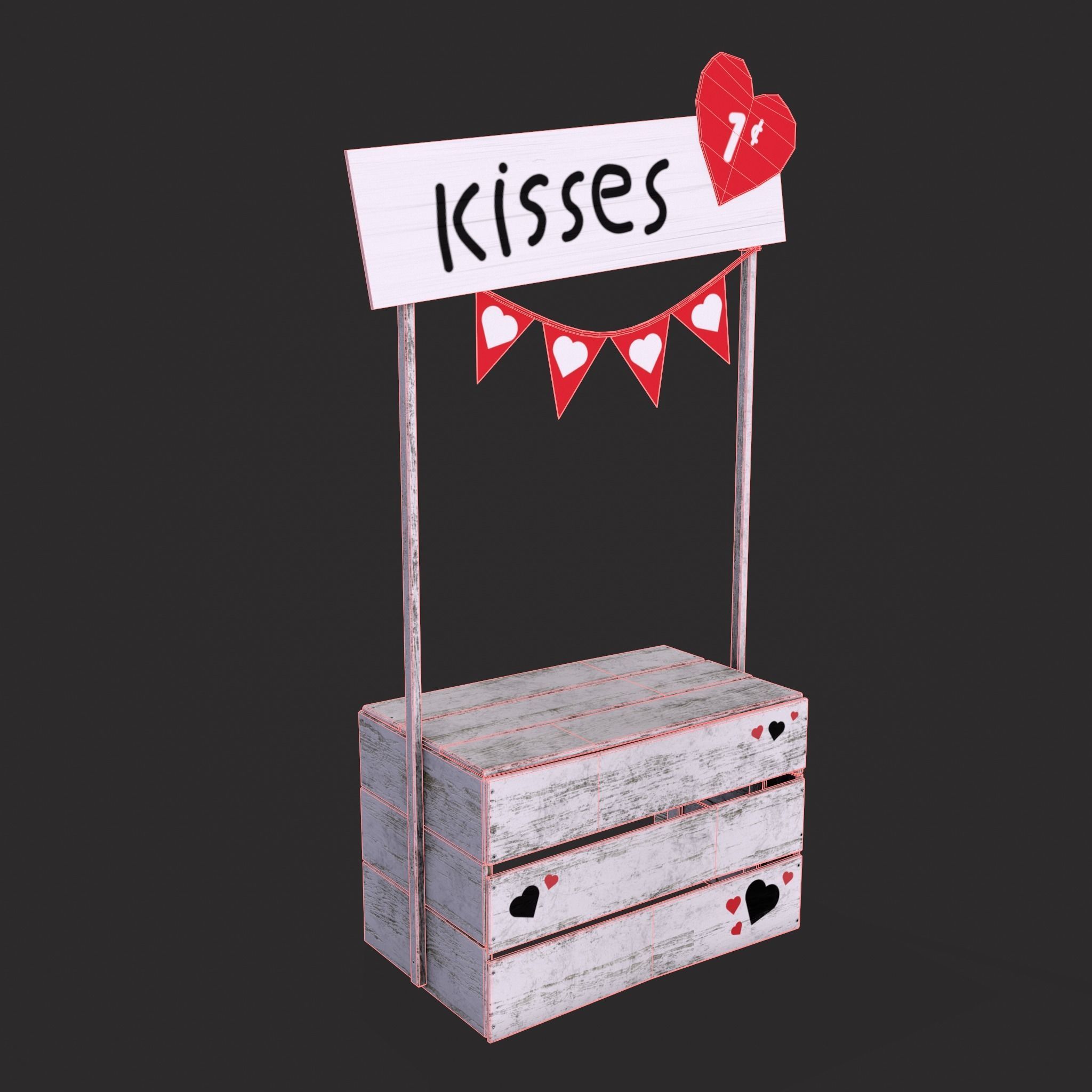 Kissing Booth Low-poly 3D model_2
