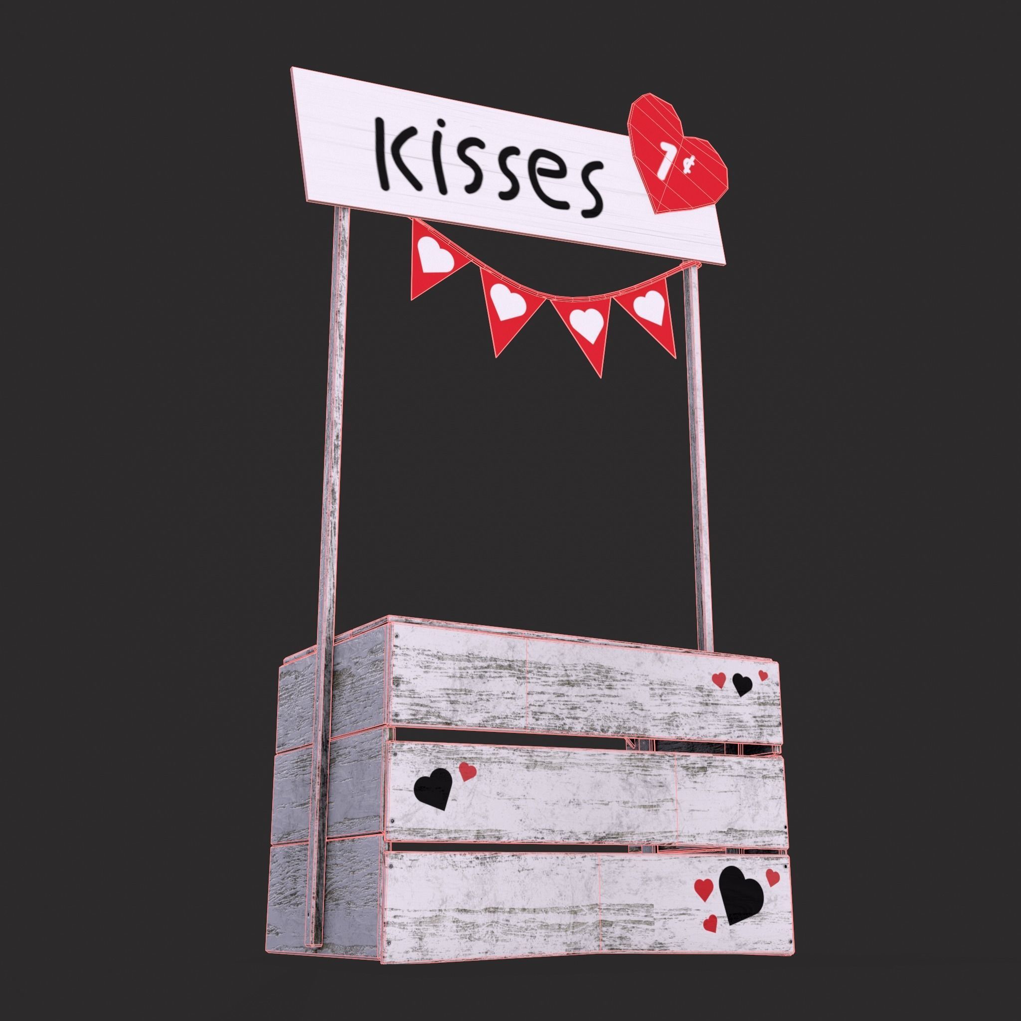 Kissing Booth Low-poly 3D model_26