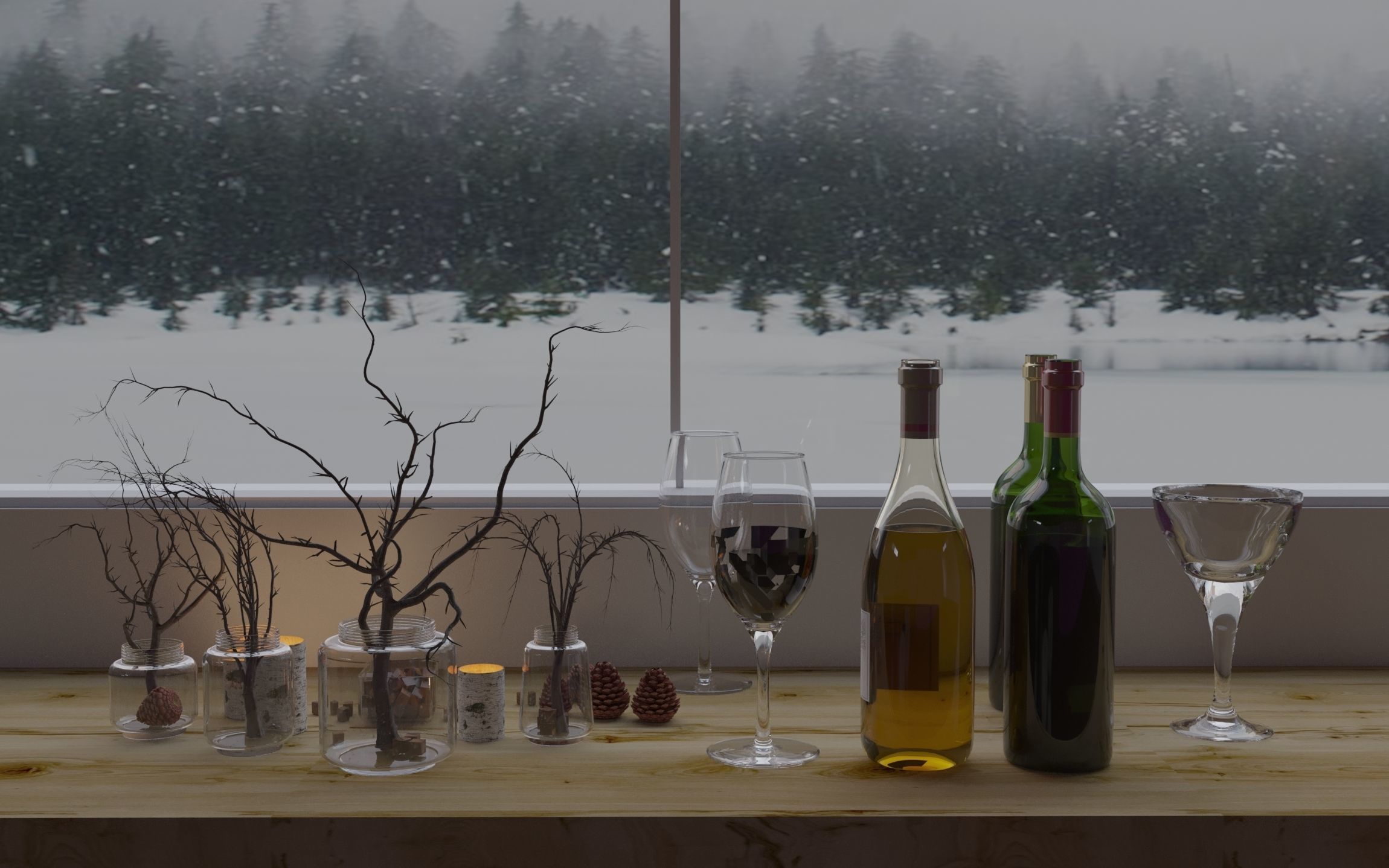 interior in a winter atmosphere 3D model_1